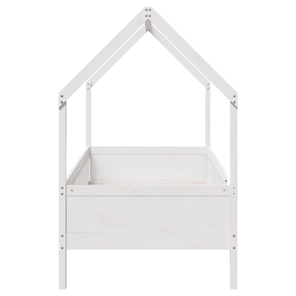Kids House Bed White 80 X 200 Cm Solid Pine Wood