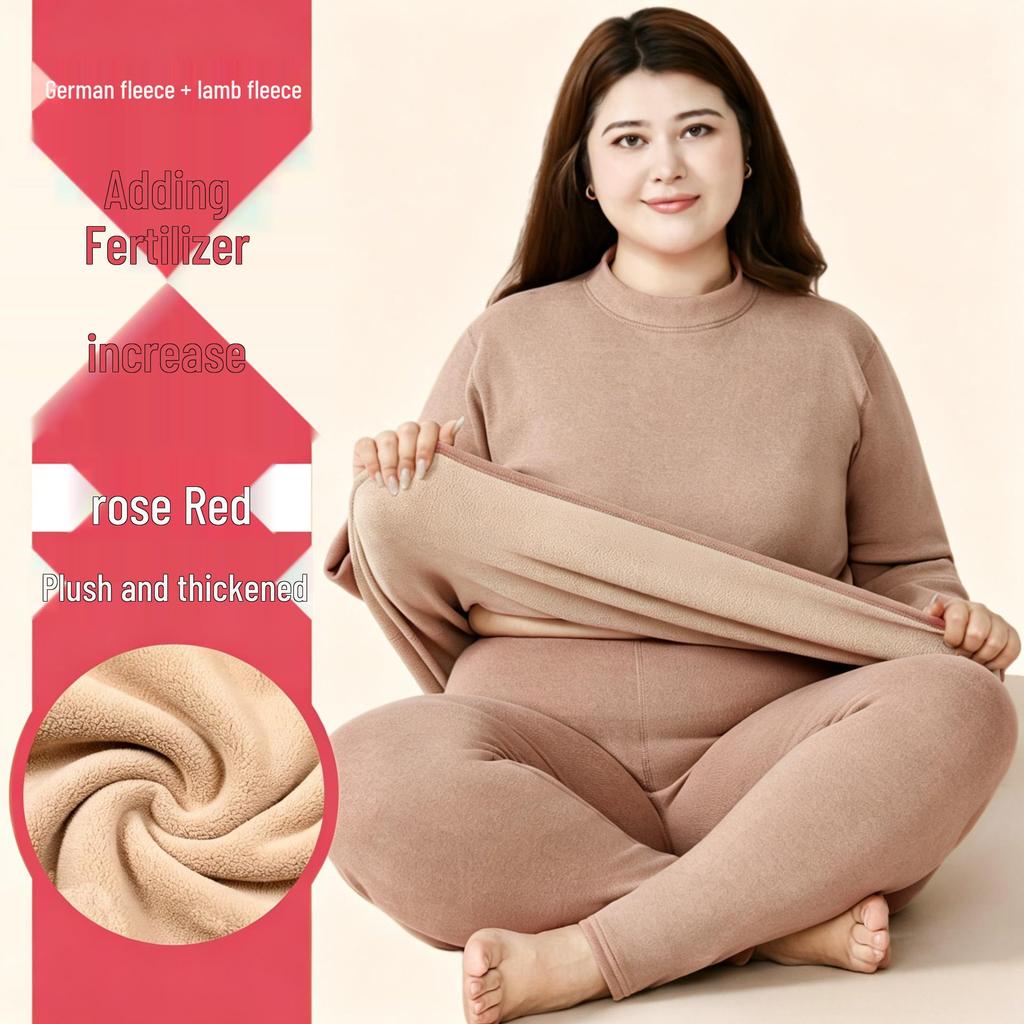 "Set Intimo Termico Unisex Taglia Plus - Agnello Spesso, Girocollo per Autunno/Inverno"