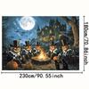 2D Halloween Themed Backdrop, Pumpkin Head Gentlemen Haunted Mansion Party Decor