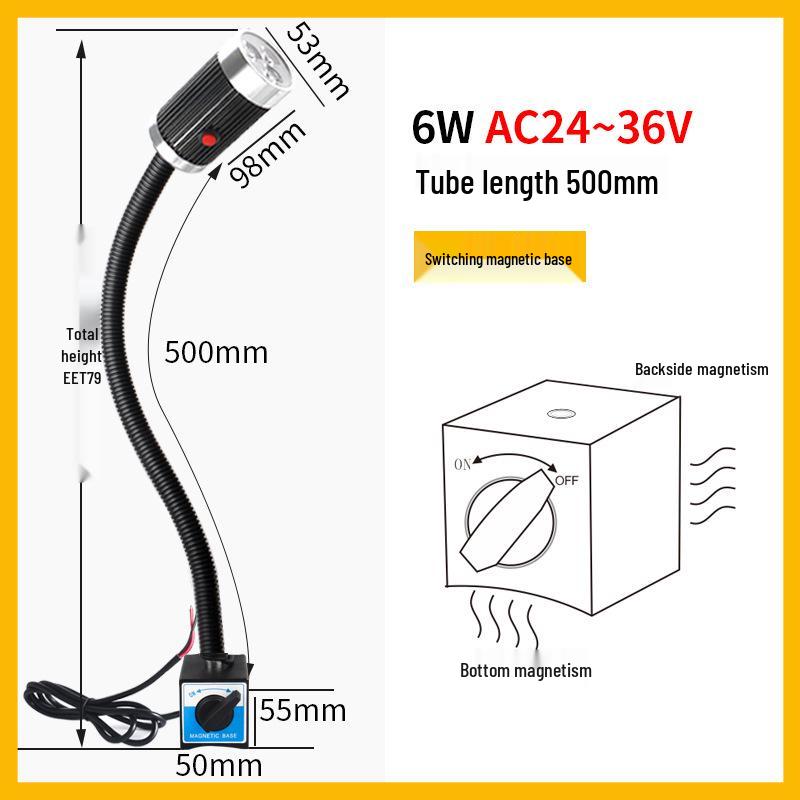 Luci da lavoro a LED magnetiche per macchine CNC e fresatrici, 220V/24V, design con tubo flessibile a collo di cigno