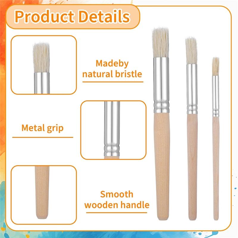 Good-For Painting On Wood Wall Stencils Projects Card Making DIY Crafts 12Pcs Wooden Stencil Brushes Set Acrylic Watercolor