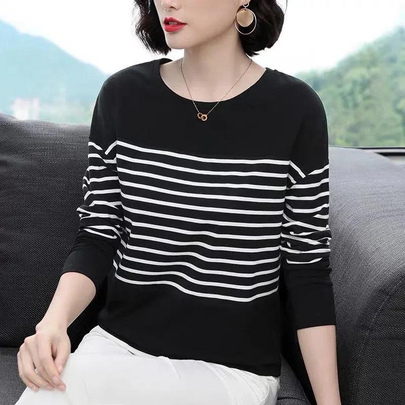 Women S Long Sleeve Striped T Shirt Loose Plus Size Casual Top