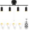 Ceiling Light with Four Built-in GU10 60W LED Bulbs, Remote Control Operation, Cylindrical Pendant Spotlight for Rooms Up To 6 Tatami Mats (8 Tatami M