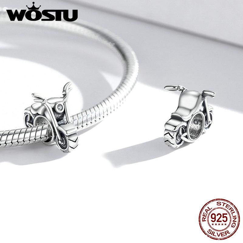 WOSTU 2021 925 Sterling Silver Vintage Motorcycle Car Pendant Charm Beads Fit Original Bracelet DIY Jewelry CTC533