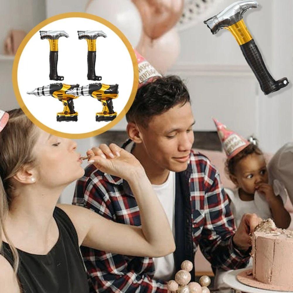 Cartoon Electric Screwdriver Balloon Aluminum Film Hand Holding Balloon  Father's