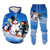 3D Print Hoodies Suit Christmas Santa Claus Man Woman Tracksuit Pants 2pcs Sets New Year Holiday Party Casual Pullover Oversized