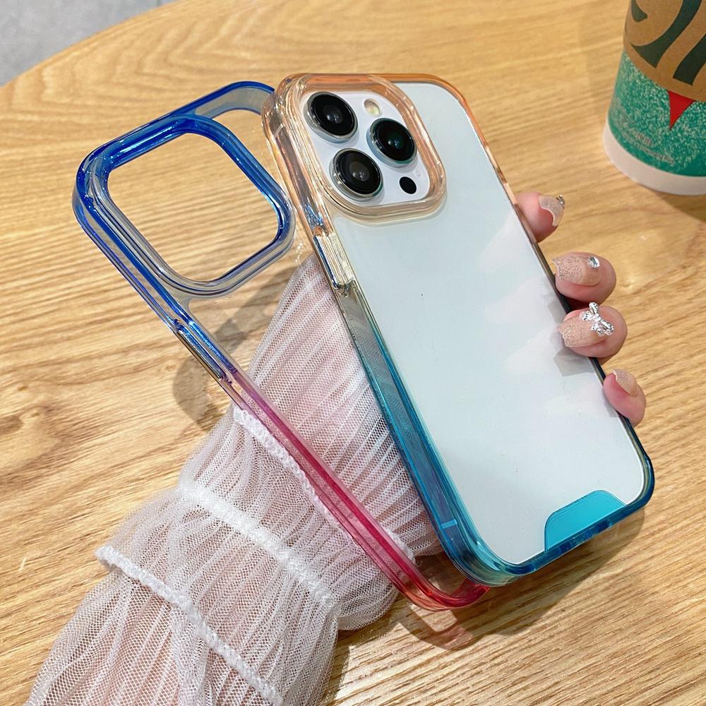 Crossbody Lanyard Gradient Clear Acrylic Case For Iphone 14 13 12 11 Pro Max Soft Tpu Edges Cover With Rope Strap Shell