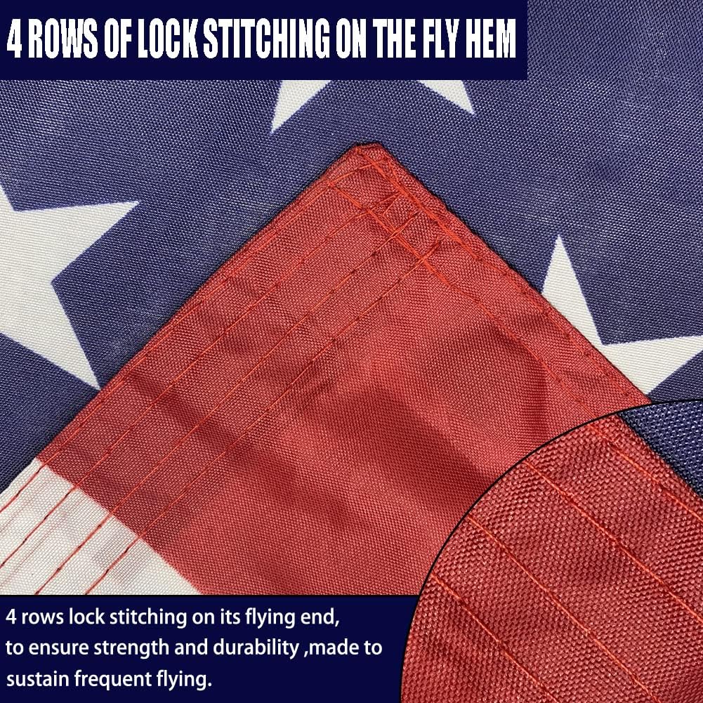 American Flags for Outside 3x5 Double Sided- Premium Heavy Duty Durable 3ply Large USA/US Patriotic Flag Made in USA High Wind for Boat Decorations