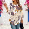 Ladies Plus Size Loose Three Quarter Sleeve Blouse Pointed Hem Breathable Casual Office Daily Top