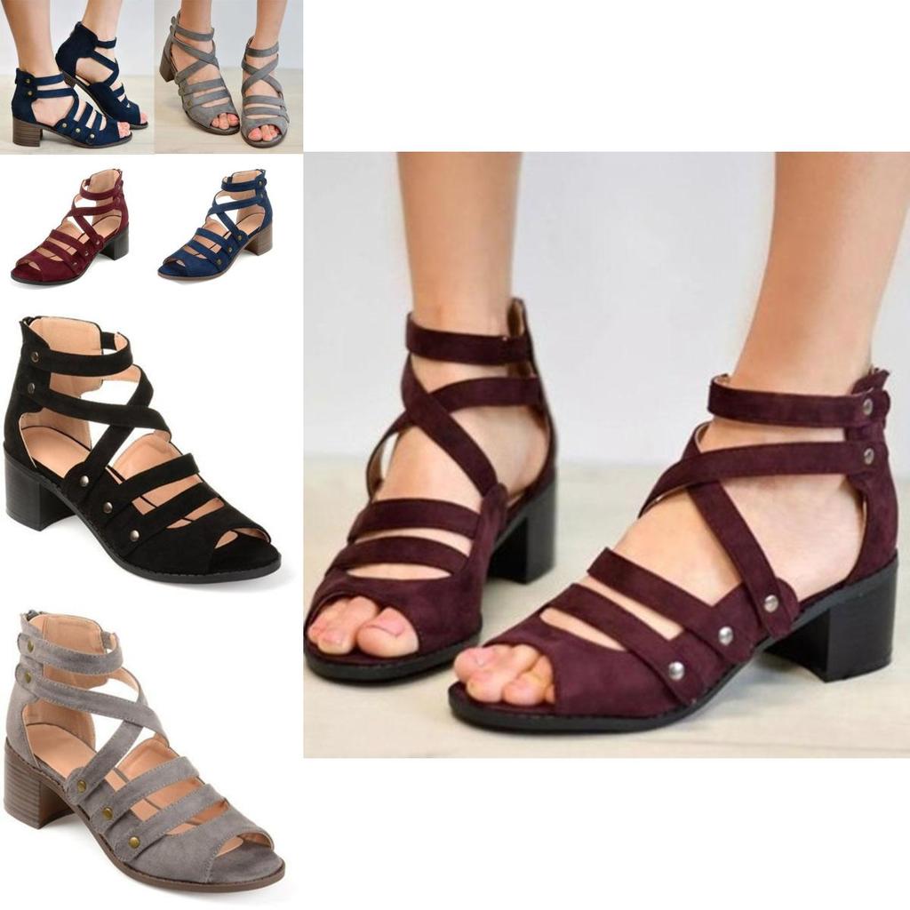Luxurious Womens Ladies Low Heel Wedge Summer Rivet Sandals For Casual Holidays