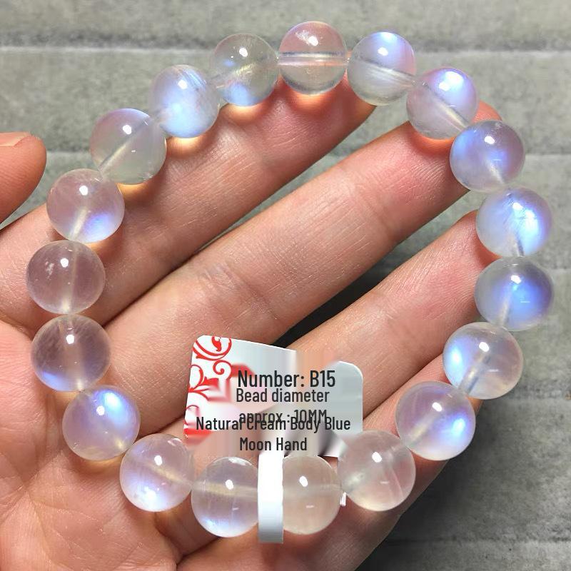 Sri Lankan Blue Moonstone Bracelet: Creamy Ice Variant - Women s Love Stone Jewelry 6mm Beads