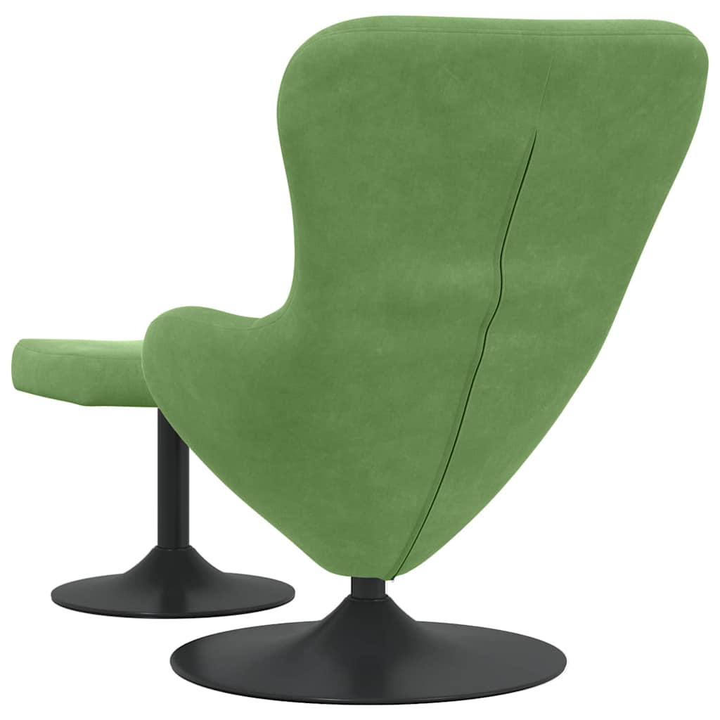 Egg Chair with Footstool Light Green Velvet