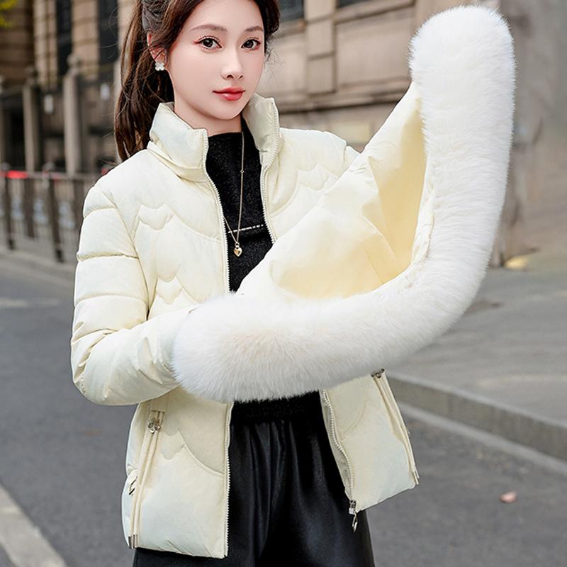 Fashion Winter Woman Parkas Hooded Faux Fur Collar Short Coats Thick Warm Women's Jackets