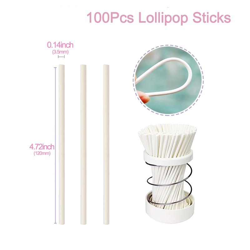 100Pcs Chocolate White Paper Lollipop Stick Great Reusable Candy Dessert Bakeware Kitchen Dining Bar Home Garden Candy Decor