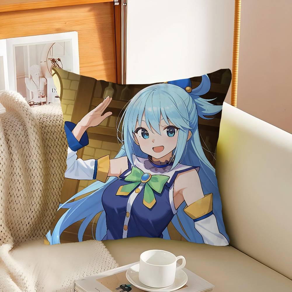 Aqua Konosuba Anime Cushion Cover 30x50 Polyester Sofa Cushions Decorative Throw Pillows Home Decoration Pillowcover