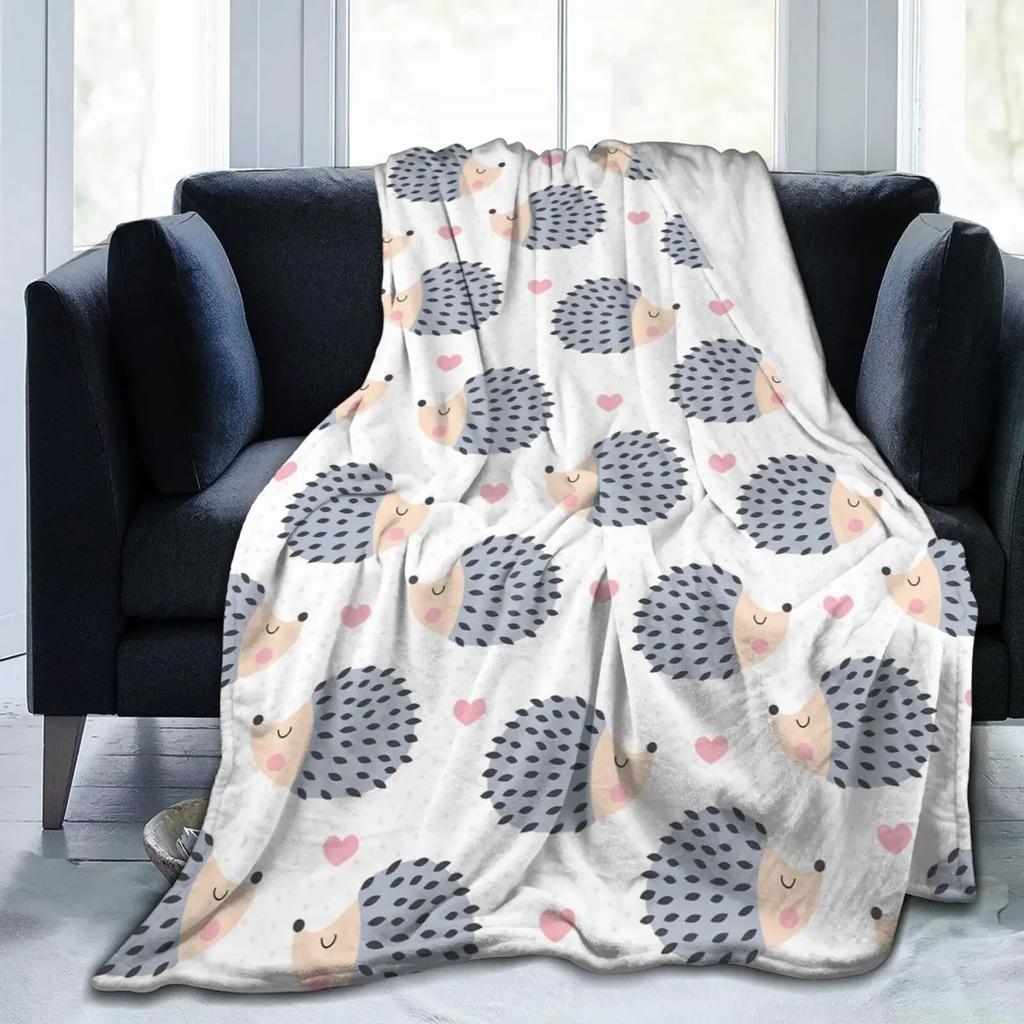 Hedgehog Blanket, Soft Flannel Throw Blanket with Super Cute Hedgehog Gifts for Girl Women Hedgehog Lovers Blanket for Couch Bed