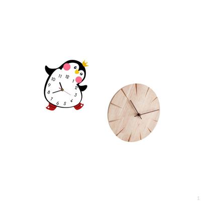 Creative Cartoon Penguin Wooden Wall Clock Multifunctional Decorative Lovely Battery Powered Non