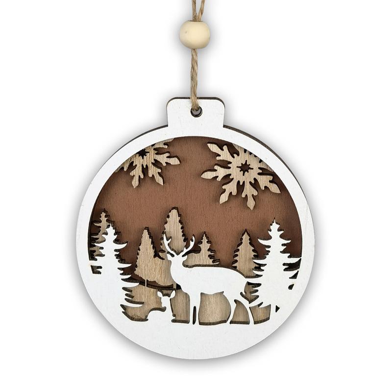 

Рождественские деревянные подвески 3D олень Санта-Клаус елочные висячие украшения Рождественский декор A