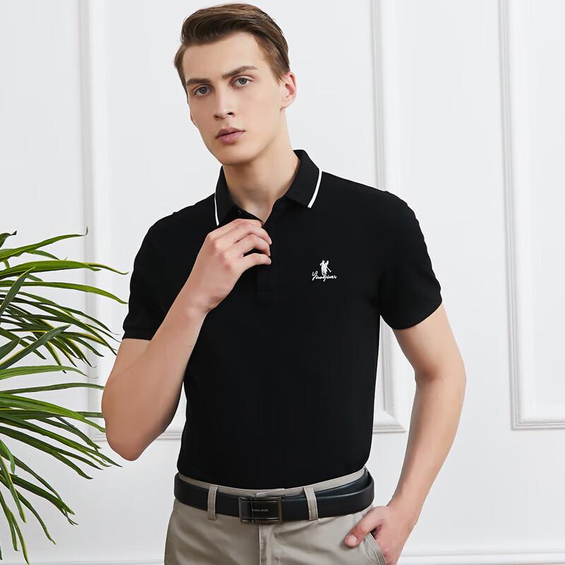 YOUNG RIVER Men s Solid Business Casual Polo Shirt M