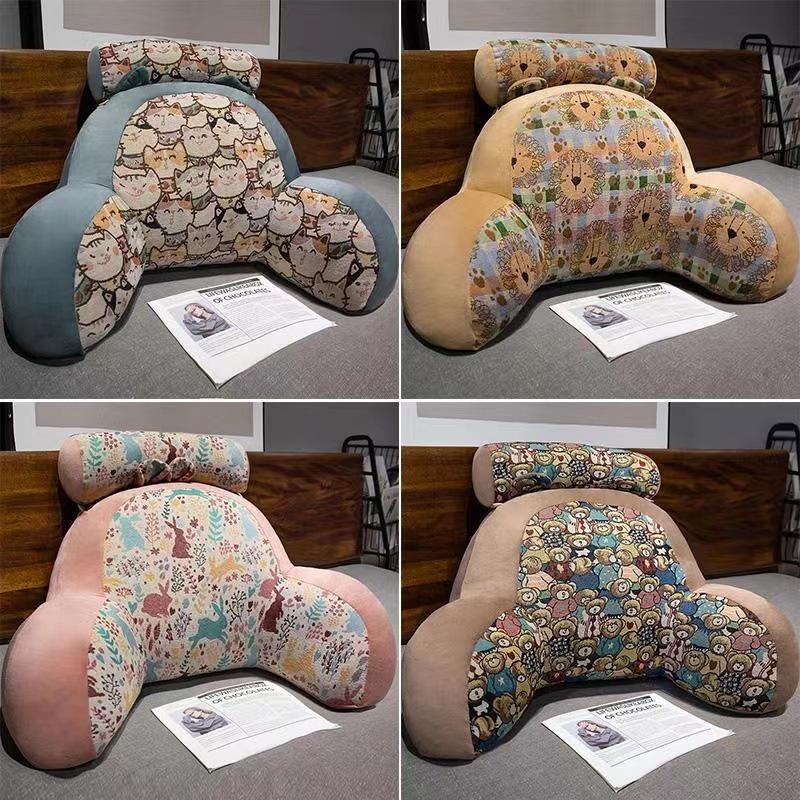 Large Bedside Backrest Cushion - Soft Lumbar Pillow for Reading & Phone Use In Dormitory or Tatami Rooms.