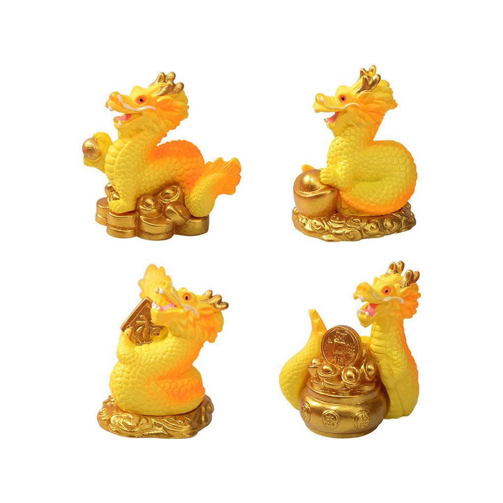 Premium Golden Dragon Desktop Decor With Auspicious Symbols For Car Or Home