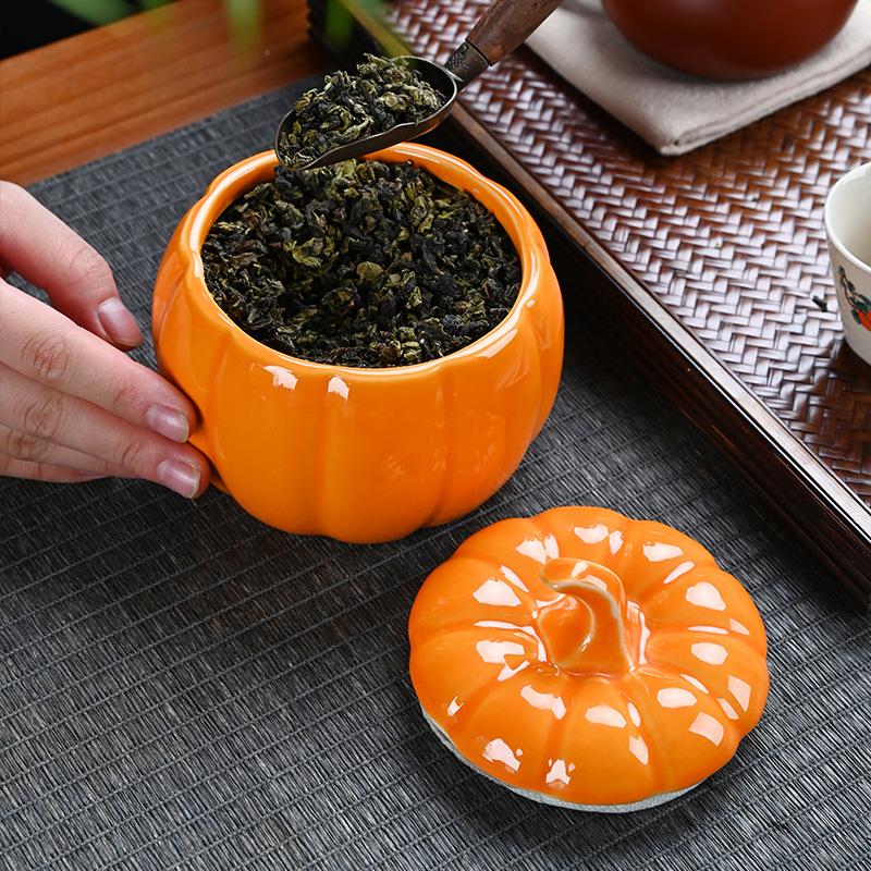 Simulated Pumpkin Tea Jar Ceramic Candy Jar Everything Goes Smoothly Wedding Seal Happy Candy Jar Home Decoration Ornament Gift