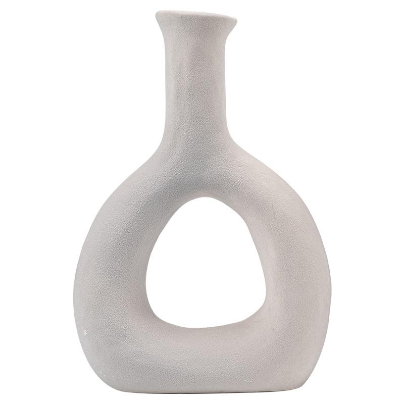 Special-Shaped Creative Small Mouth Flower Arrangement, Simple Ceramic Vase, High-End Home Desktop Decoration Ornament