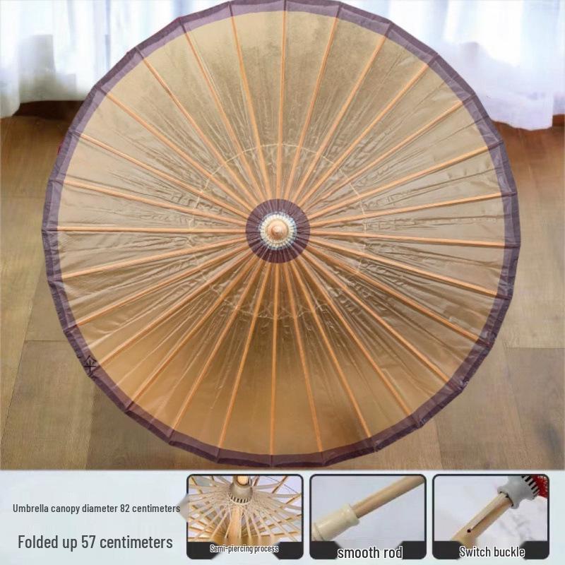 

Handmade Oiled Paper Umbrella: Rainproof Tung Oil Umbrella for Hanfu and Qipao Decor Gourd Top 82 cm