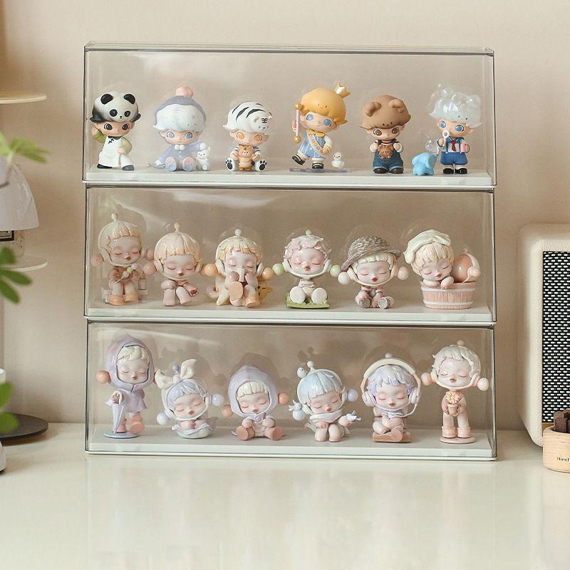 Action Figures Storage Box Acrylic Bind Box Doll Display Rack Stacktable Doll Toy Storage Box Transparent Doll Showing Cabinet