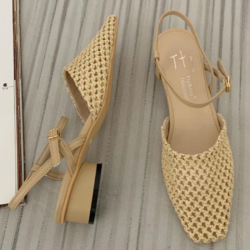 Fashion Retro Mesh Hollowed Women Sandals Fashion Back Strap Buckle Wedge Sandals Woman Comfortable Breathable Non-slip Slide Sandals