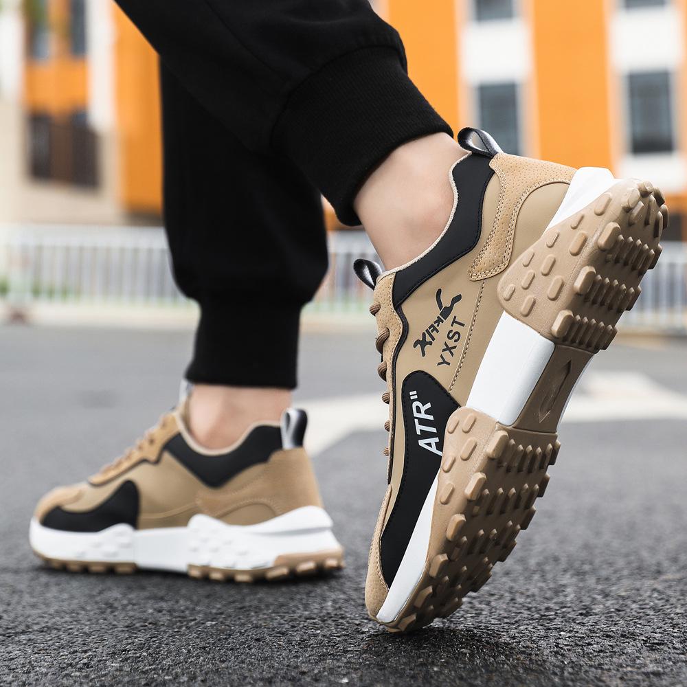 Men's Versatile Leather Sports Shoes - Autumn/Winter, Wear-Resistant, Shock-Absorbing, Large Sizes