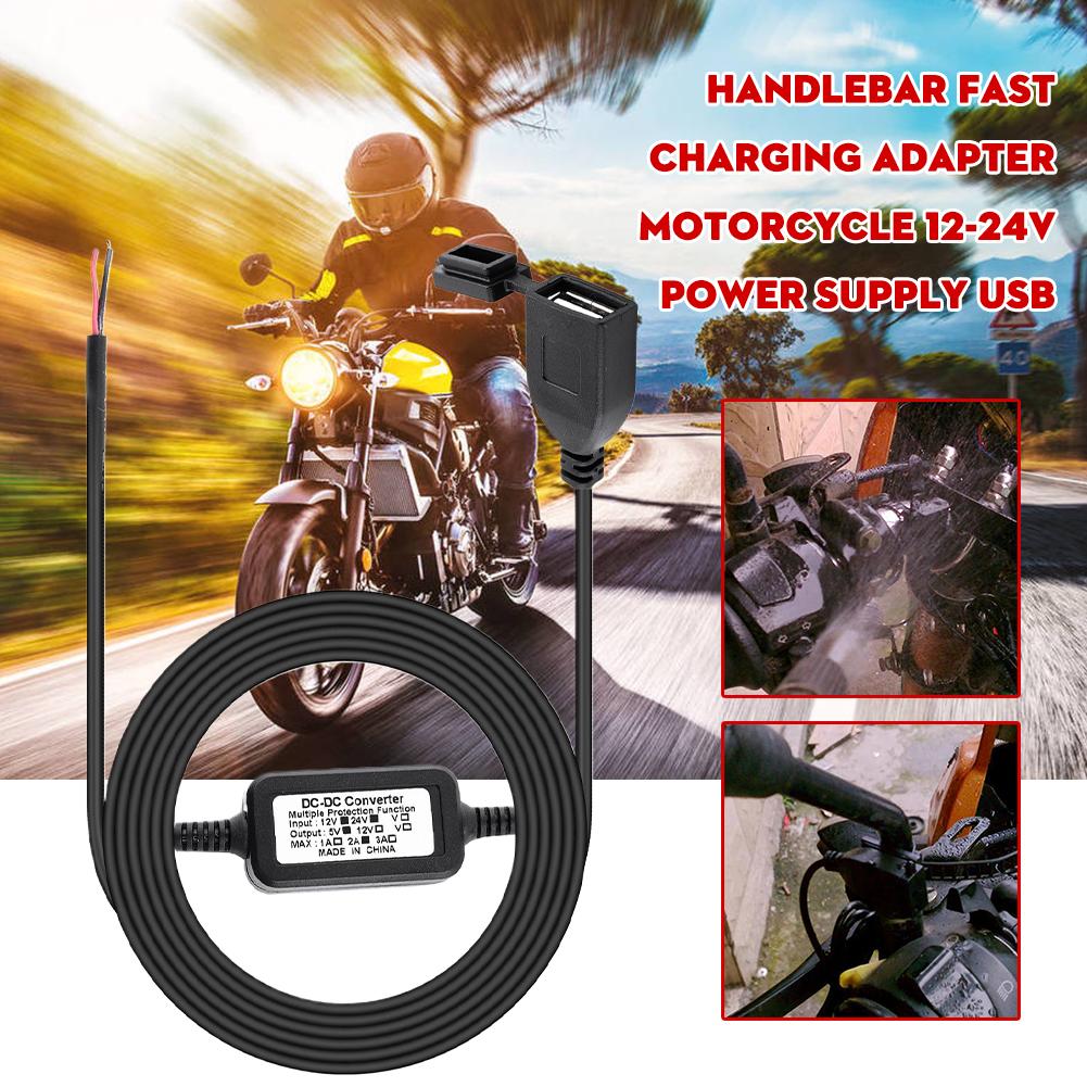 Motorcycle Handlebar Fast Charging Adapter Motorcycle A Cover With 12-24v Socket Usb Power Dust Supply P4a7