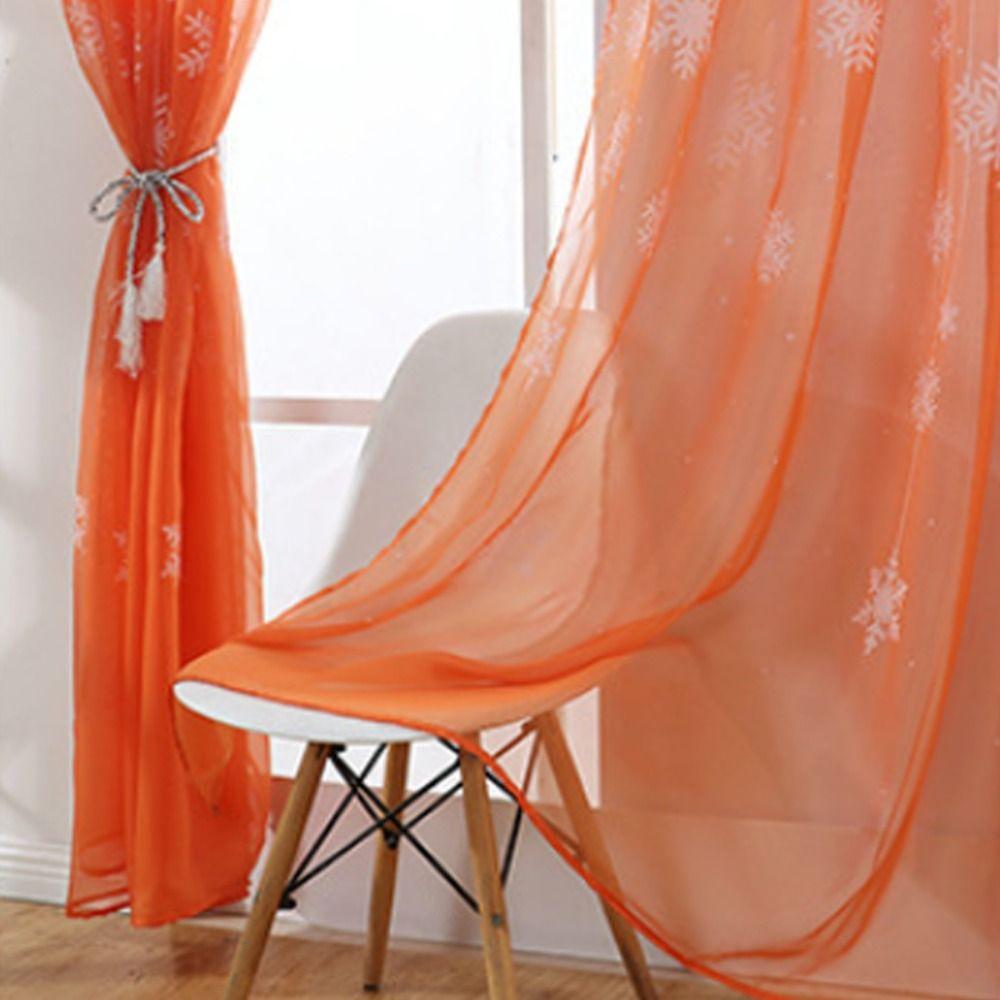 Translucent Tulle Curtain Gauze Transparent Curtain Soft Snowflake Sheer Curtains Living Room