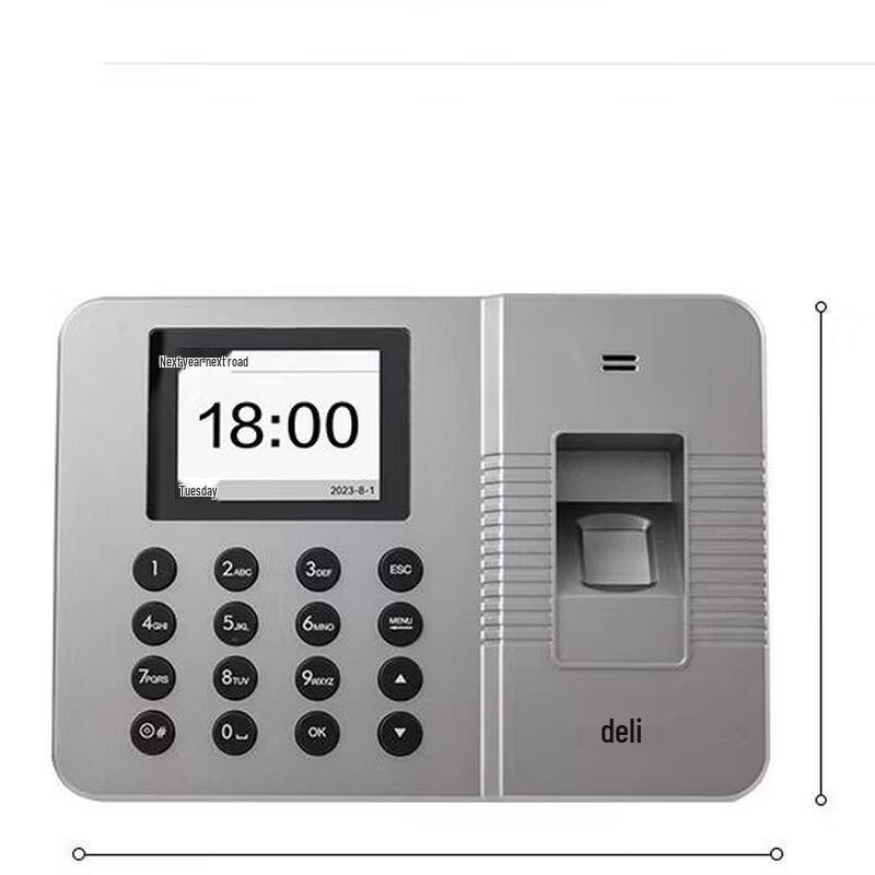 Deli Fingerprint Time Attendance Machine CN plug (adapter included)