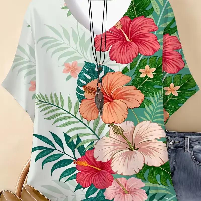 3D printed V-neck T-shirt for women S