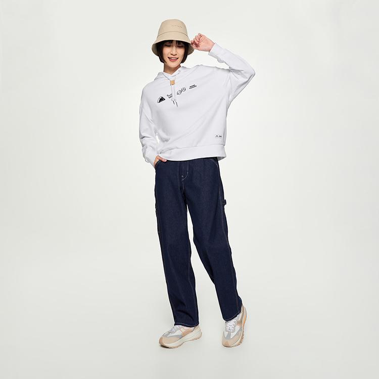 Buddy Lee Series Hooded Embroidered Long Sleeve Sweatshirt Unisex sweatshirt White LUT006229CRU00FK14000