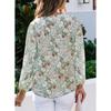 2026 New Spring and Autumn Women's V-neck Chiffon Top Lantern Sleeve Floral Casual T-shirt