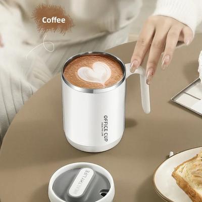Tragbarer Kaffeebecher 500ml Doppelschichtiger PP/304 Edelstahl Kaffeebecher Milchbecher mit Deckel und Griff Isolierter Trinkbecher