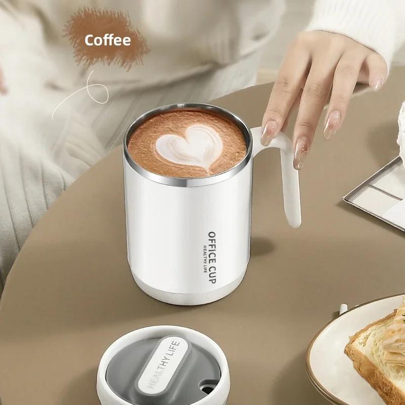 Portable Coffee Cup 500ml Double-layer PP/304 Stainless Steel Coffee Cup milk cups with Lid and Handle Insulated Drinking Cup