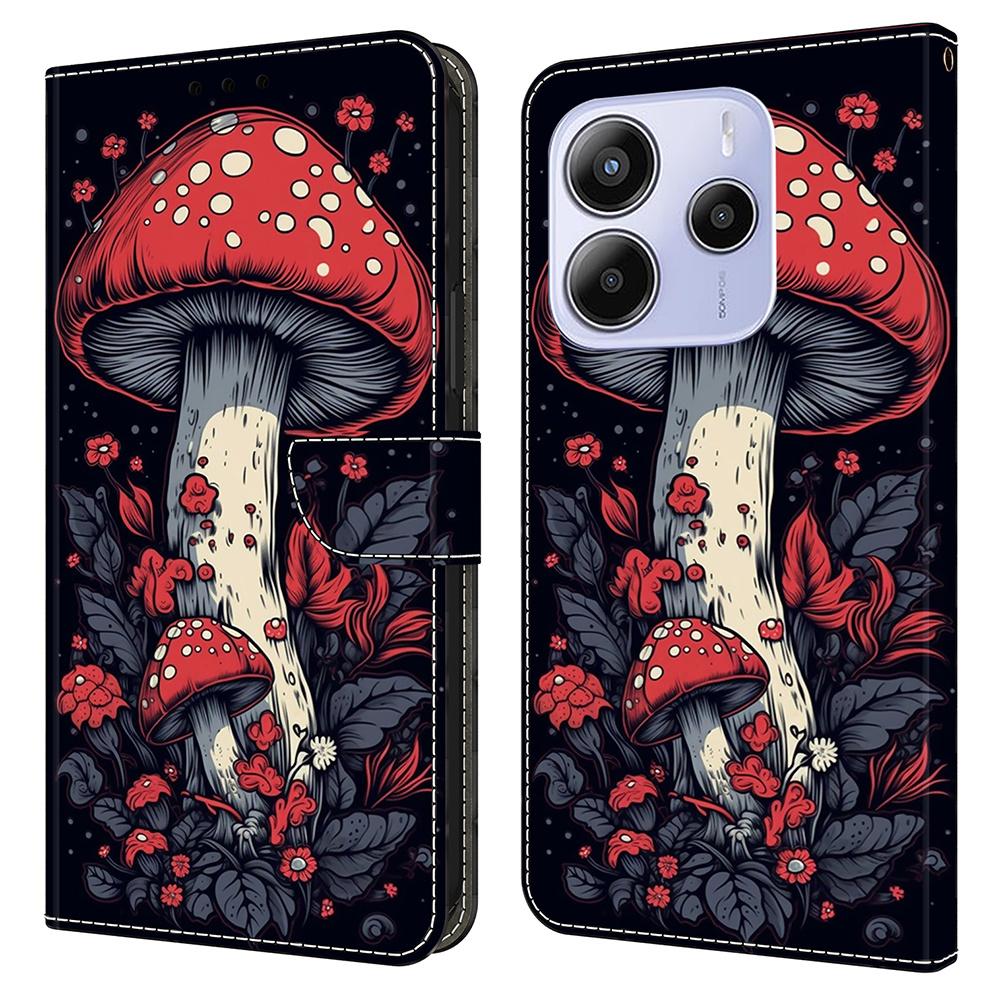 Pro Xiaomi Redmi Note 14 5G Kožené pouzdro Vzorový tisk Peněženka Stojánek Flipový kryt na telefon