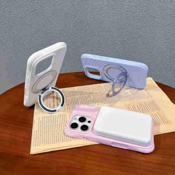 Bo Yang Liquid Silicone Magnetic Rotating Bracket Case for iPhone 17 Pro Max