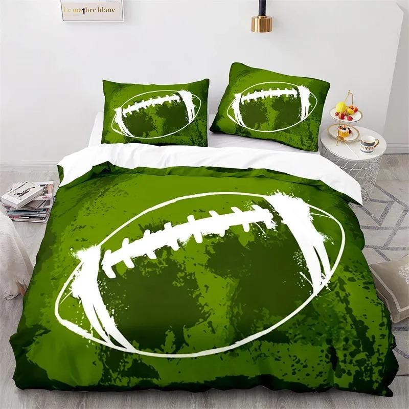 Sport Bettbezug Set American Football Spieler Bettwäsche Set für Jungen Mädchen Kinder Weicher Ballsport Steppdeckenbezug mit Kissenbezügen