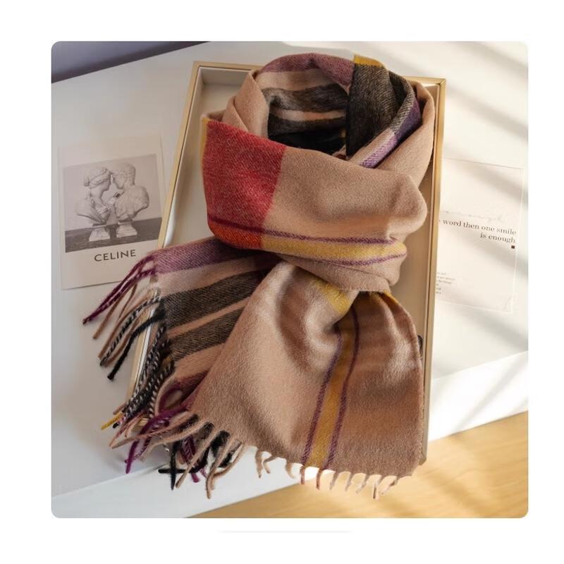 

HANDUNYOU Australian Wool Plaid Winter Scarf