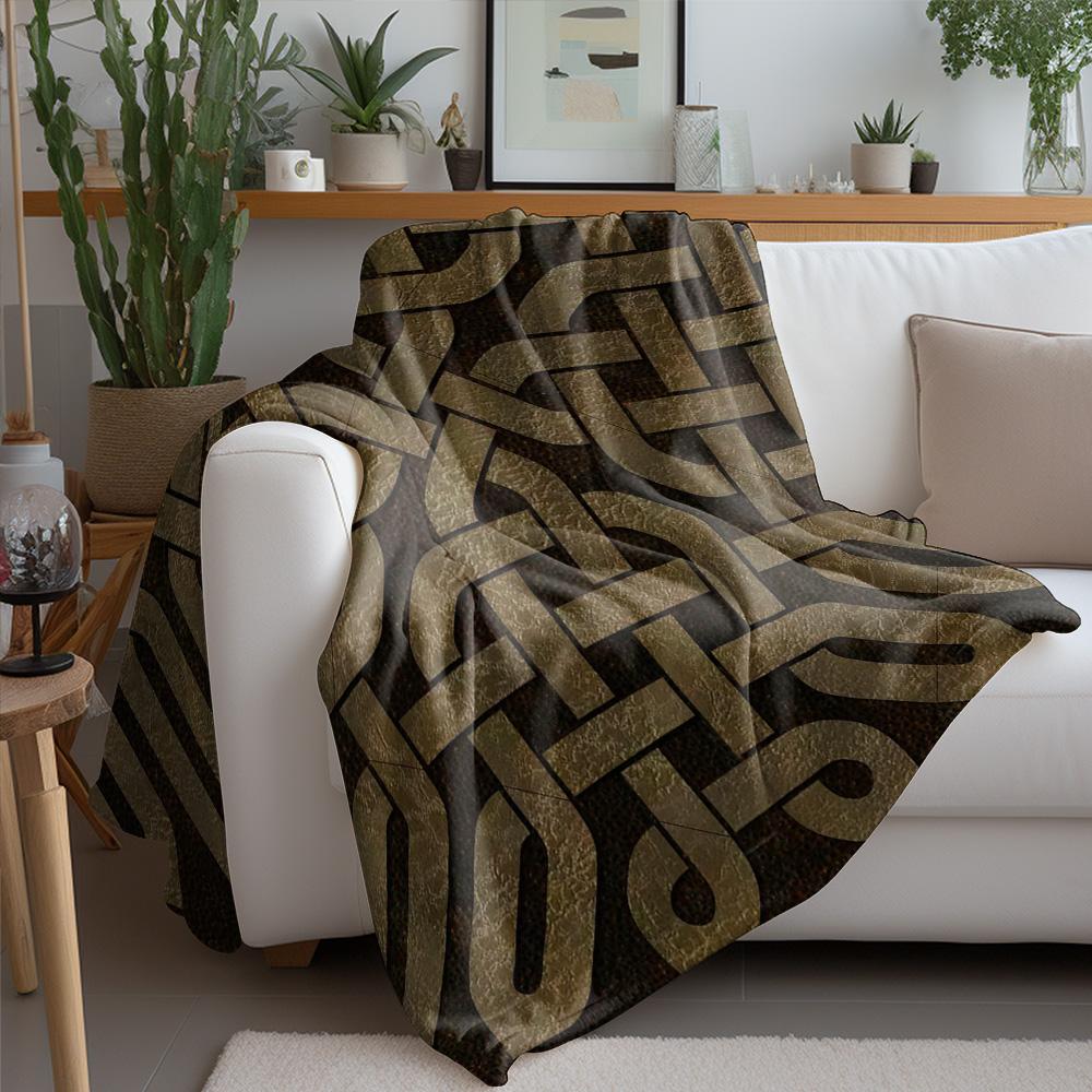 Plush Throw Blanket Textured Geometric Pattern Sofa Bed Decorative Blanket for Home Living Room Bedroom