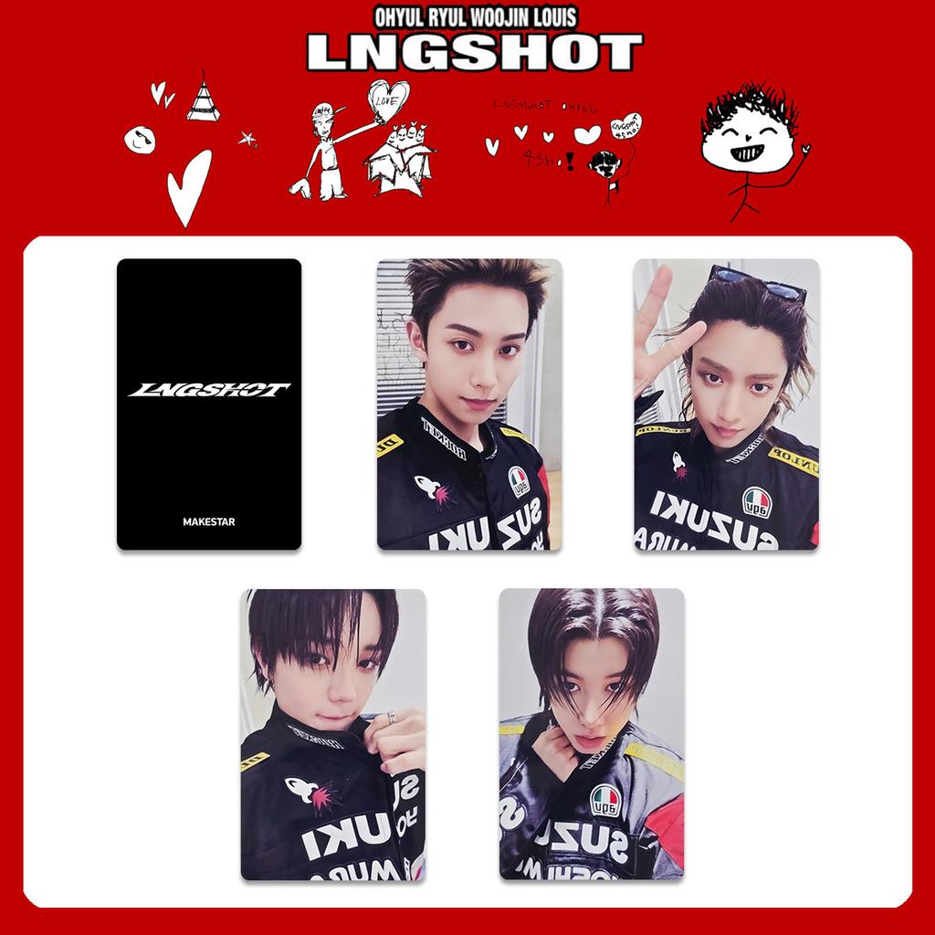 4Pcs LNGSHOT 1st Album SHOT CALLERS K4 Special Card POP-UP Store WVS Postcard RYUL WOOJIN LOUIS OHYUL Fans Bright Film Cards