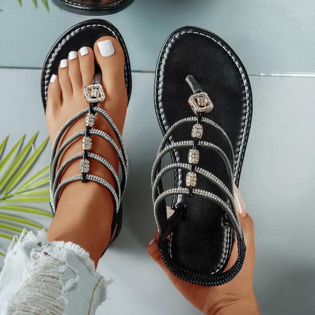 Bohemian Style Women's Sandals, New Trendy Vintage Casual Outdoor Sandals, Beaded Beach Flat Sandals