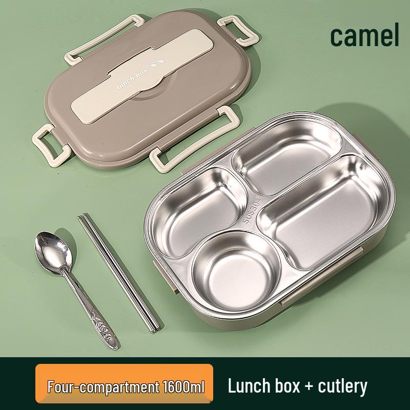 Large Stainless Steel Lunch Box with Lid and Soup Bowl, Insulated Meal Tray for Students and Office Workers