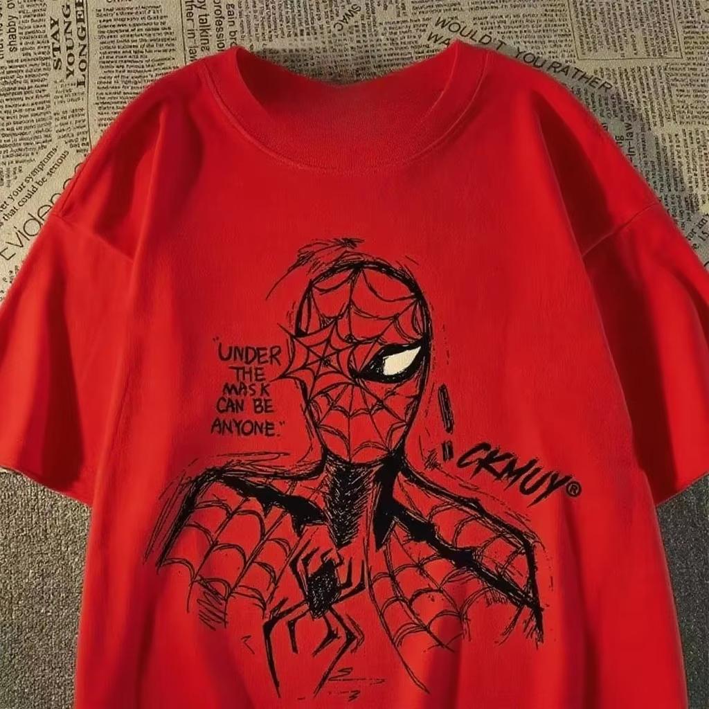 2026 new Marvel official Marvel SpiderUnisex printed crewneck shirt suitable for both Unisex and Women made of pure cotton material S