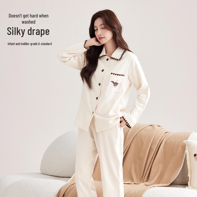 Women's 100% Cotton Flannel Pajama Set - Warm Long Sleeve Autumn/Winter Homewear