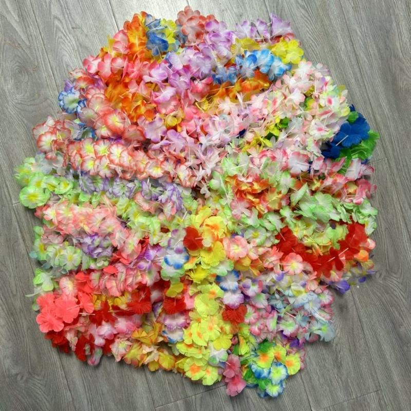 Vibrant Colorful Hawaiian Lei Necklace For Tropical Themed Parties Birthday Celebrations Beach Event